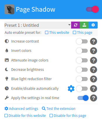 Page Shadow - Menu