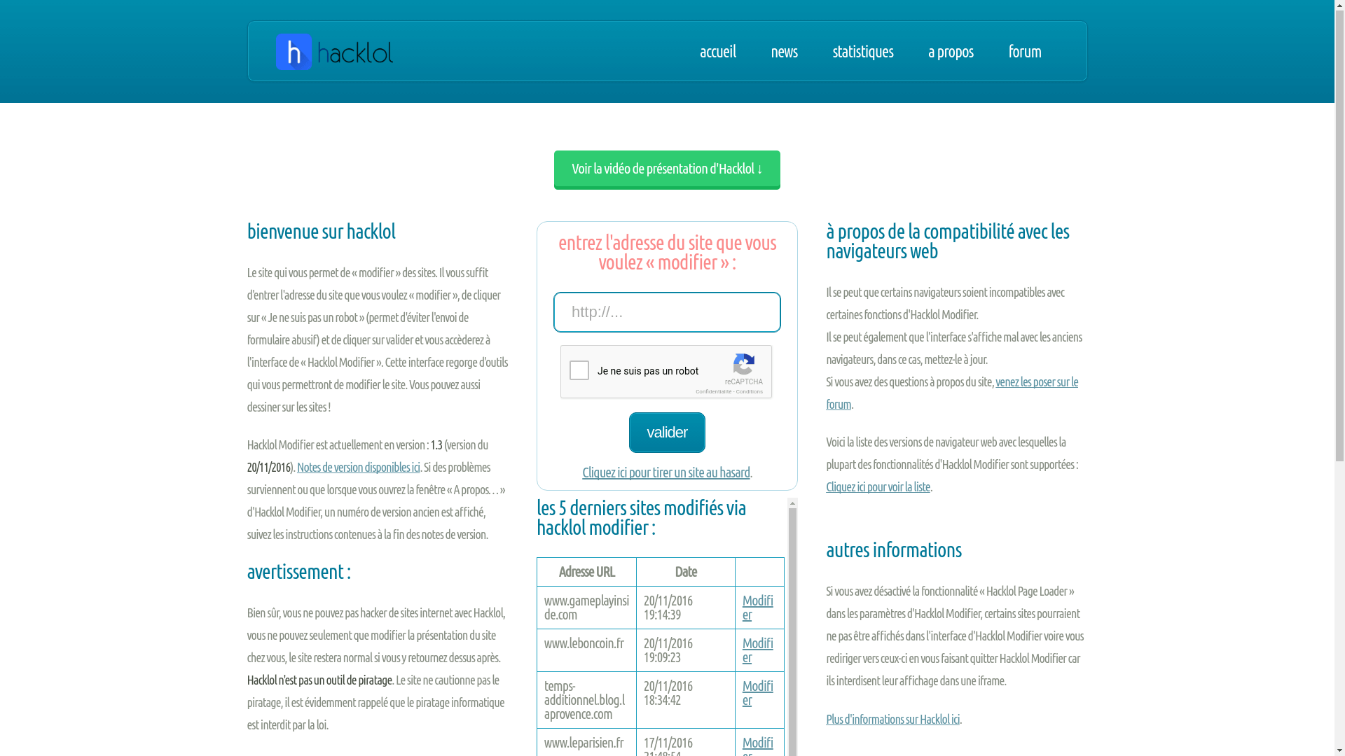 Hacklol homepage (old version)